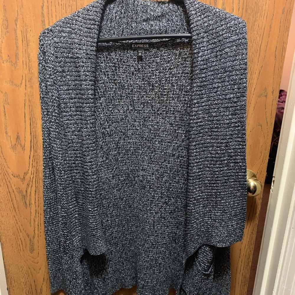Express long black and white sweater